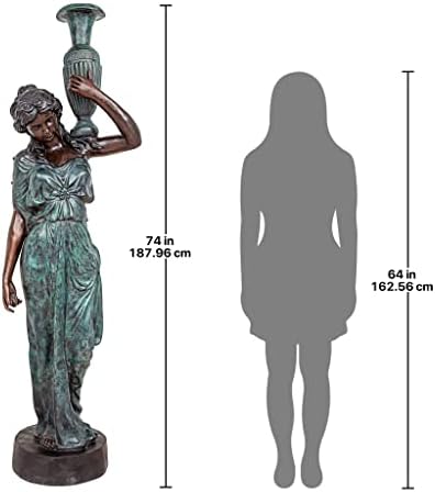 Design Toscano Dione the Divine Greek Water Woman Indoor/Outdoor Garden Statue, Medium, 22 inches tall, Cast Stone Resin, Antique Stone Finish