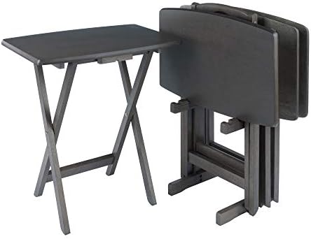 Winsome Darryl Set of 4 Oversized Foldable Tables, Walnut, 26" | Easy to Store Portable Fold Up Table Set for Kitchen, Living Room TV Dining, Crafts, Puzzles, Work From Home