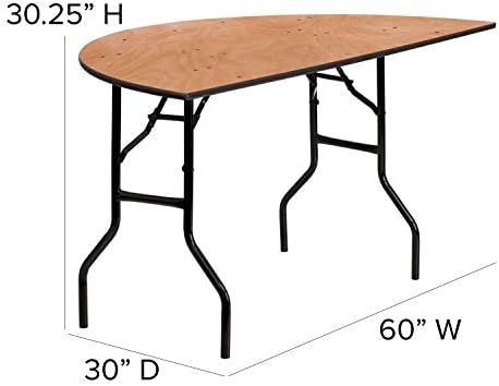 BizChair 5-Foot Half-Round Wood Folding Banquet Table