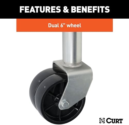 CURT 28155 Marine Boat Trailer Jack with 6-Inch Wheels, 1,500 lbs., 10-3/8 Inches Vertical Travel