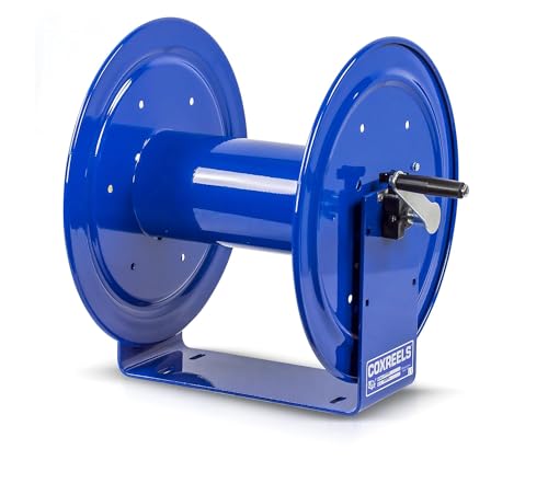 Coxreels 112-3-100 Hand Crank Hose Reel - Heavy-Duty Steel Frame for Stability - Adjustable Tension Brake for Controlled Operation- Fits 3/8 x 100 ft Hose - 12 x 18.25 x 13 inches