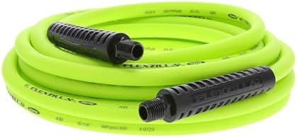 Flexzilla Air Compressor Hose, 3/8 in. x 50 ft., 1/4 in. MNPT Fittings, No-Kink, All Weather, Lightweight, Premium Hybrid Polymer, 300 PSI, ZillaGreen