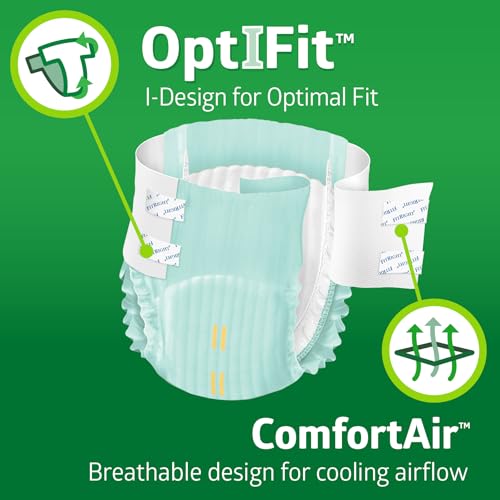 FitRight Adult Incontinence Briefs with Tabs, Heavy Absorbency, 2XL, 60" to 70", 20 Count