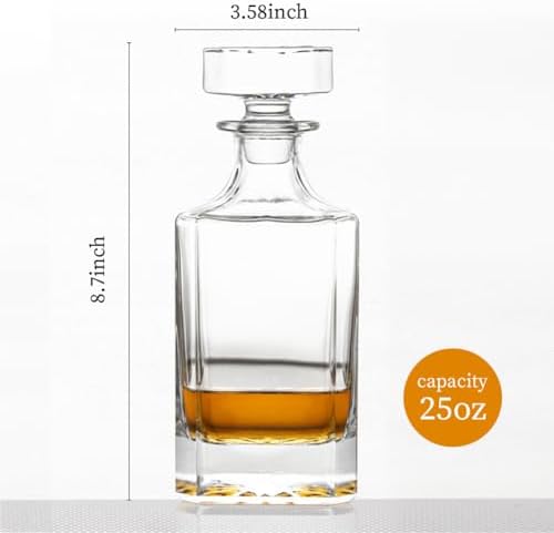 Square 25oz Whiskey Decanter with Glass Stopper