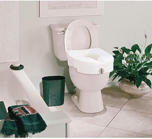 Carex E-Z Lock Raised Toilet Seat, Elongated Toilet Seat Riser, Adds 5 Inches of Height, 300 lbs Capacity