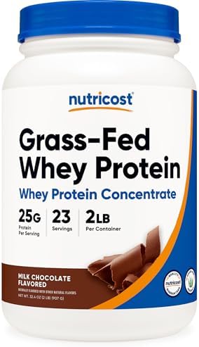 Nutricost Grass-Fed Whey Protein Concentrate (Unflavored) 2LBS | Undenatured, GMO-Free, Gluten Free, Natural Flavors