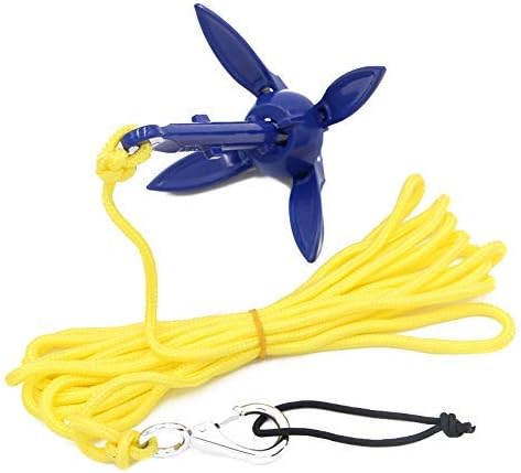 ausuky Foldable Aluminum Anchor Kit with Rope for Canoe Kayak Small Boat