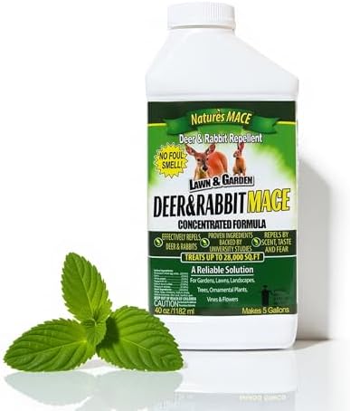 Nature's MACE Deer & Rabbit Repellent 40 oz Concentrate | Deer Repellent Spray for Plants, Lawns, Flowers & Gardens, Plant Safe, Protect Plants Fast, All-Season Protection.