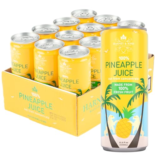 Harney & Sons Pineapple Juice, 12 Cans, 10.8 fl oz | 100% pineapple juice not from concentrate. Twelve 10.8 fl oz cans. Caffeine free.