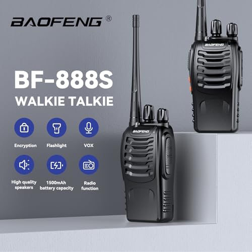 BAOFENG BF-888S Walkie Talkies High-Performance Long Range Two Way Radios for Outdoor Adventures and Team Communication (Pack of 4)
