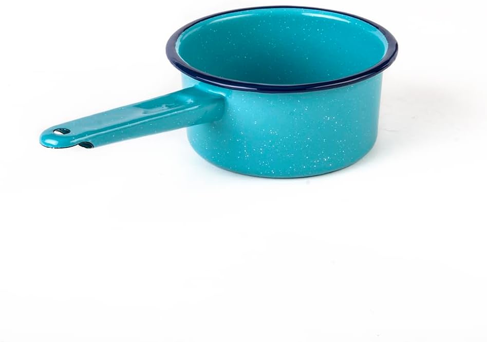 Cinsa 1 Qt Granite Ware Saucepan - Enamel on Steel, Turquoise Blue | Antibacterial Non-Porous Porcelain Finish for Indoor & Outdoor Cooking - Even Heat Distribution for Consistent Results