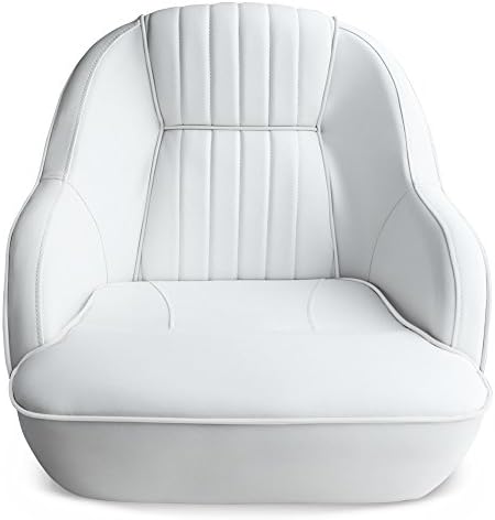 Leader Accessories Pontoon Captains Bucket Seat Boat Seat Boat Chair | Boat Chair with Armrest Ergonomic Design Compression Foam Padding Injection Molded Plastic Frame