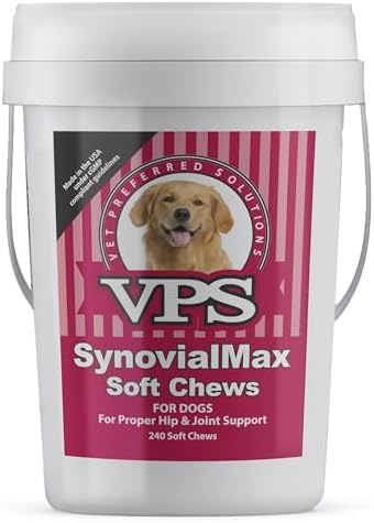 VPS SynovialMax Hip & Joint Soft Chews for Dogs - 240 count | Glucosamine for Dogs with MSM and Vitamin C - Advanced Dog Hip and Joint Supplement - Liver Flavor