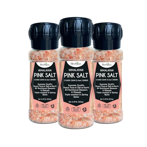 HERBION Naturals Himalayan Pink Salt Jar Fine Grain, GMO Free, Supreme Quality Chemical Free, Vegan, Kosher Certified, Fine Grain All Natural Salt