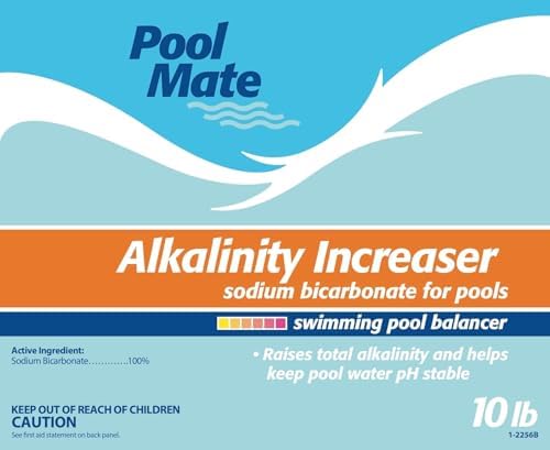 Pool Mate 10-Pounds Premium Alkalinity Increaser for Swimming Pools | 100% Sodium Bicarbonate, Alkalinity Up, Easy To Use, Works Fast, 11 ounces raises alkalinity 10 ppm per 5,000 gallons