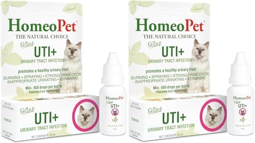 HomeoPet Feline UTI+ Urinary Tract Supplement for Cats, 15 Milliliters | Natural urinary tract support for cats, safe and gentle homeopathic formula, liquid drops suitable for daily use