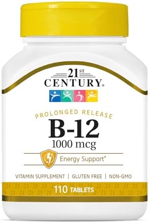 21st Century B-12 2500mcg Sublingual Tablets, High Potency, 110 Count | High-Potency Vitamin B12 2500 mcg, Natural Energy & Healthy Red Blood Cell Support, Vegan, Vegetarian, Third-Party Tested
