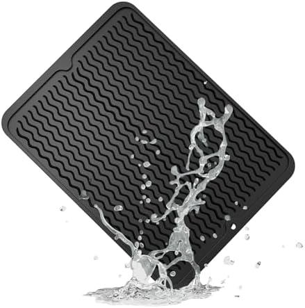 ZLR Silicone Dish Drying Mat for Kitchen Counter, Eco-Friendly Fast Dry Dish Mat, Easy Clean Multi Usage Drying Matt, Heat Resistant Trivet