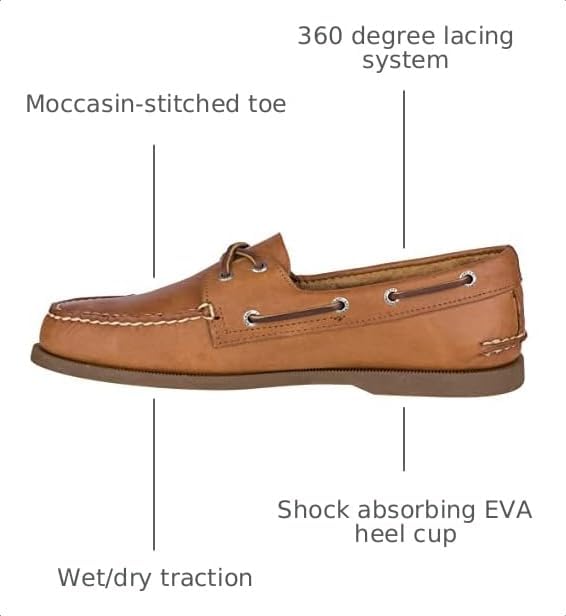 Sperry Men's Authentic Original 2-Eye Leather Boat Shoe, Sahara, 10.5