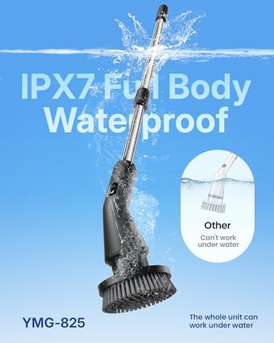 Leebein Electric Spin Scrubber, Cordless Cleaning Brush for Bathroom Shower Tub, IPX7 Waterproof Power Scrubber with 7 Brush Heads