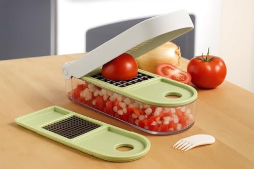 Vidalia Chop Wizard Vegetable Chopper – Original As Seen On TV Food Dicer with 2 Stainless Steel Blades, Large 2-Cup Container, Cleaning Tool