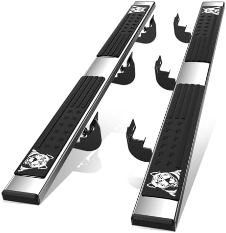 Auto Dynasty Running Board for 2009-2023 Ram 1500-3500 Classic Crew Cab 4DR | 6.75" Stainless Steel Bull Dog Pattern Step Pads