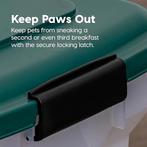 IRIS USA Airtight Pet Food Container, Up to 30 lbs & 11 lbs, Green | Airtight Seal, BPA-Free, 2-Cup Scoop, Stackable Design, Rolling Wheels, Dual Storage