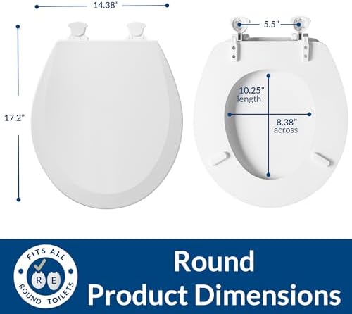 Bemis 1500EC 390 Lift-Off Wood Elongated Toilet Seat, Cotton White (Pack of 1) | Durable enameled wood resists chipping & scratching, fits all standard elongated toilets, Made in USA, 1500EC 390