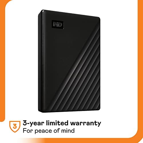 WD 4TB My Passport, Portable External Hard Drive, Black, backup software with defense against ransomware, and password protection
