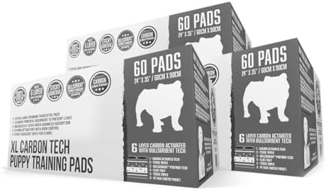 Bulldoglogy 50-Count Carbon Black Dog Pads Puppy Training Pads with Adhesive Tape 24x24 - Large Charcoal Puppy Pads Dog Training Wee Pads, Odor Control Thick Pee Pads for Dogs Extra Quick Dry