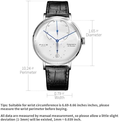FEICE Bauhaus Mechanical Watch Men's Analog Waterproof Automatic Casual Dress Watches with Domed Mirror Leather Bands Date -FM202