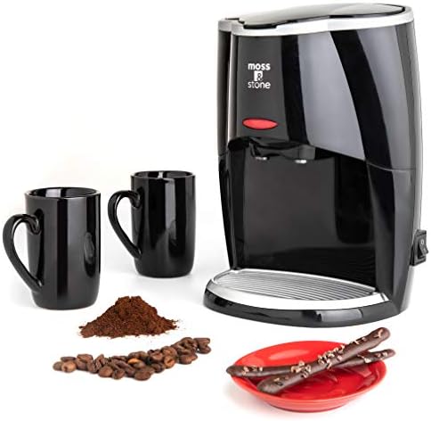 Moss & Stone 2-Cup Mini Drip Coffee Maker with 5oz Mugs, Small Coffee Pot