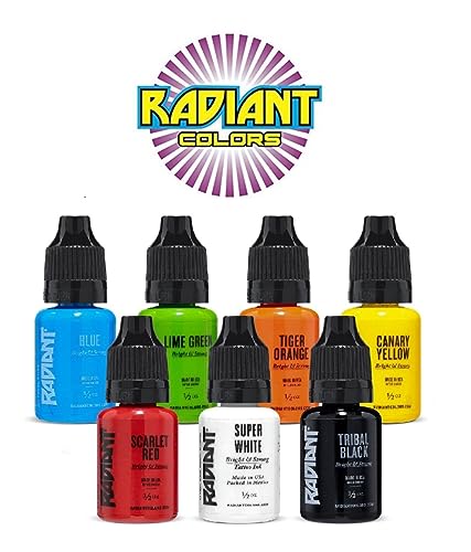 Grinder Tattoo Kit by Pirate Face Tattoo / 4 Tattoo Machine Guns - Power Supply / 7 Ink by Radiant Colors - Made in the USA/LCD Power Supply / 50
