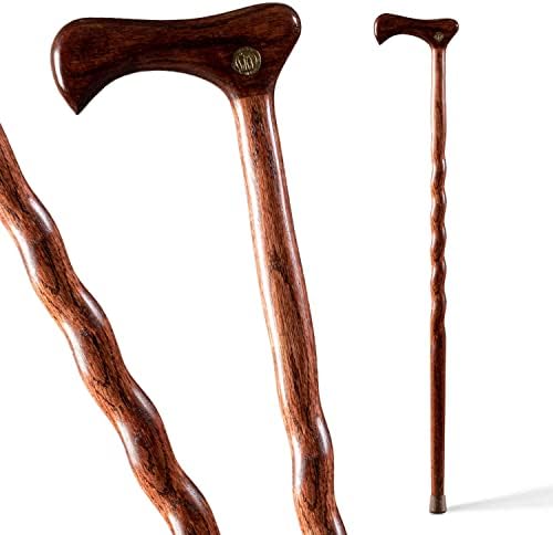 Brazos Handcrafted Wood Walking Cane, Twisted Oak, Traditional Style Handle, for Men & Women, Made in The USA, 37"