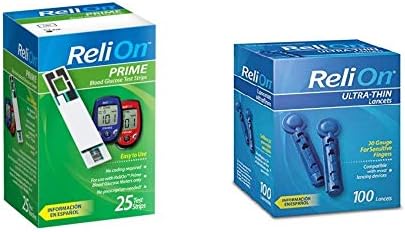 ReliOn 30G Ultra-Thin Lancets, 100-ct | ReliOn Prime Blood Glucose Test Strips, 25-ct | Bundled Set