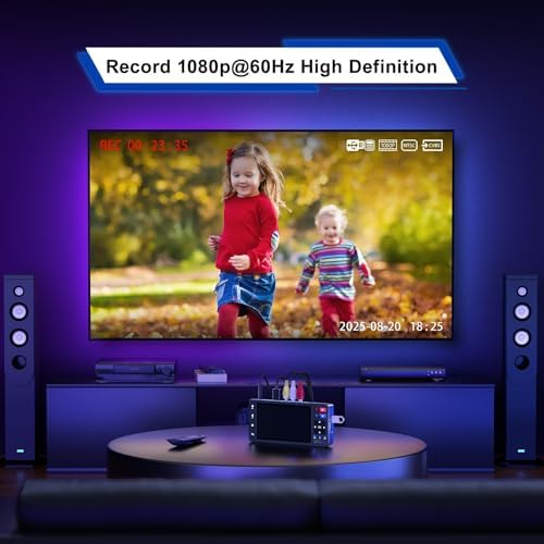 Portta VD20P VHS to Digital Converter with 5" HD Screen, Video Capture Recorder Convert to MP4 Compatible with VHS, VCR, DVR, DVD, Hi8, Mini DV