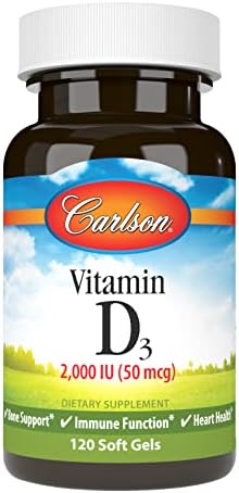 Carlson Vitamin D3, 2000 IU (50 mcg), Bone Health, 360 Softgels | Muscle Health; Cholecalciferol; Vitamin D Supplements; Vitamin D3 Soft Gels