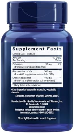 Life Extension Glucosamine/Chondroitin Capsules for Healthy Joints and Cartilage, Non-GMO, Gluten-Free, 90 Capsules