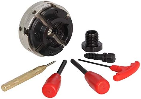 4INCH 4-Jaw Self-Centering Wood Lathe Chuck, 2" Round Jaw Mounted, 1"x8TPI thread & 3/4"x16TPI Adapter, T Allen Wrench, Screw Chuck, SCR4-4