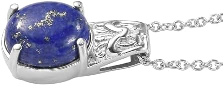 Lapis Lazuli 6.10 ctw Pendant Necklace in Stainless Steel 20 Inches