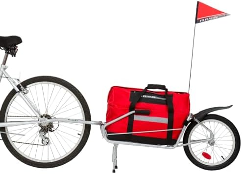 One-Wheel Bicycle Cargo Trailer with Kickstand – Converts to Wheelbarrow, Includes Bag, Fits 18" to 700c Bikes