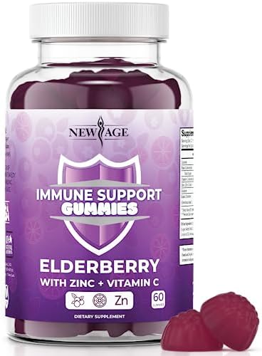NEW AGE Immune System Support Gummies - Sambucus Black Elderberry Gummies with Vitamin C and Zinc (120 Count (Pack of 2))