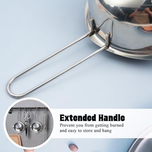 2 Pieces Stainless Steel Double Boiler Pot with 2 Metal Spoon, Chocolate Melting Pot for Melting Chocolate, Butter, Cheese