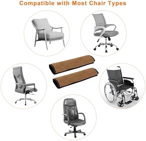 AHIER Wheelchair Armrest Pads, 2PCS Sheepskin Fleece Wheelchair Armrest Covers, Non Slip Arm Rest Cover Cushion pad for Wheelchairs
