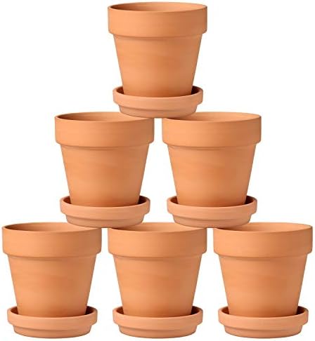 Briful 4 Shallow Terracotta Pots 5.5"x2.8" Flower Pots Clay Pottery Planter with Drainage Hole - Great for Cactus, Succulent Plants and Crafts