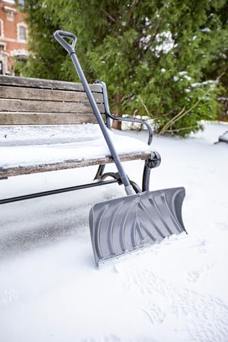 Suncast 24-Inch Snow Shovel and Pusher Combo with Durable Galvanized Steel Wear Strip and Ergonomic D-Grip Handle, Ideal for Driveways, Walkways