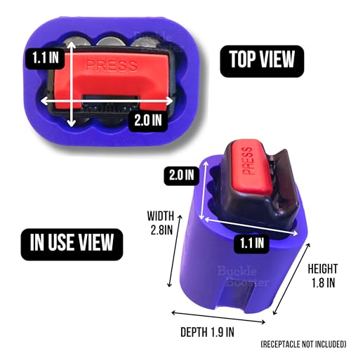 2-PACK NEW Silicone Seat Belt Buckle Booster (BPA Free) - Raises Rear Seat Belts For Easy Access - Stop Fishing for Buried Back Seat Belts - Makes