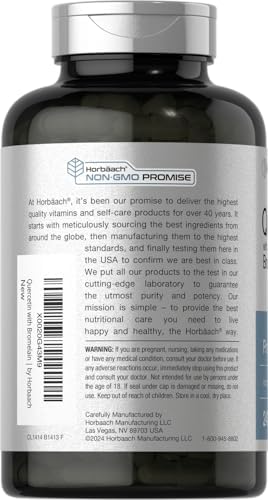 Horbäach Quercetin with Bromelain Supplement | 240 Capsules | Non-GMO and Gluten Free