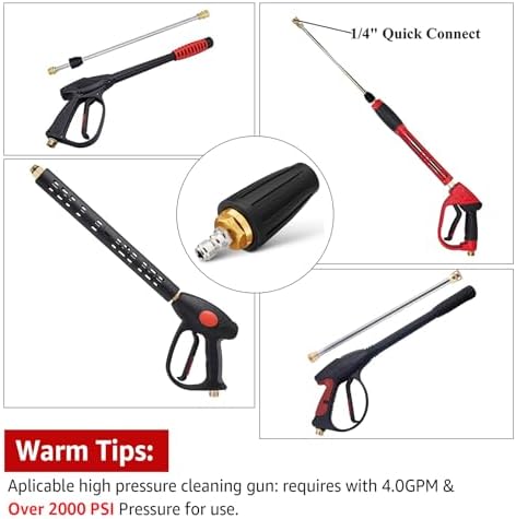 Pressure Washer Tips Turbo Nozzle Pressure Washer 4000 PSI Max Rotating Pressure Washer Nozzle with 2PCS 1/4'' Quick Connect for Cleaning Brick