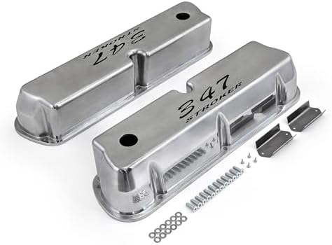 PCE314.1083.18 Compatible with Ford SB 289 302 351w Polished Aluminum 347 Stroker Black Letter Valve Covers